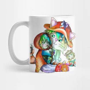 Adorable giant cat with a wood elf archer Mug